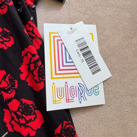 LulaRoe Carly High Low Swing Dress • size large • NWT • Black and Cream - Picture 2 of 7